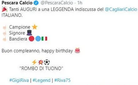 Gli auguri su Twitter del Pescara Calcio