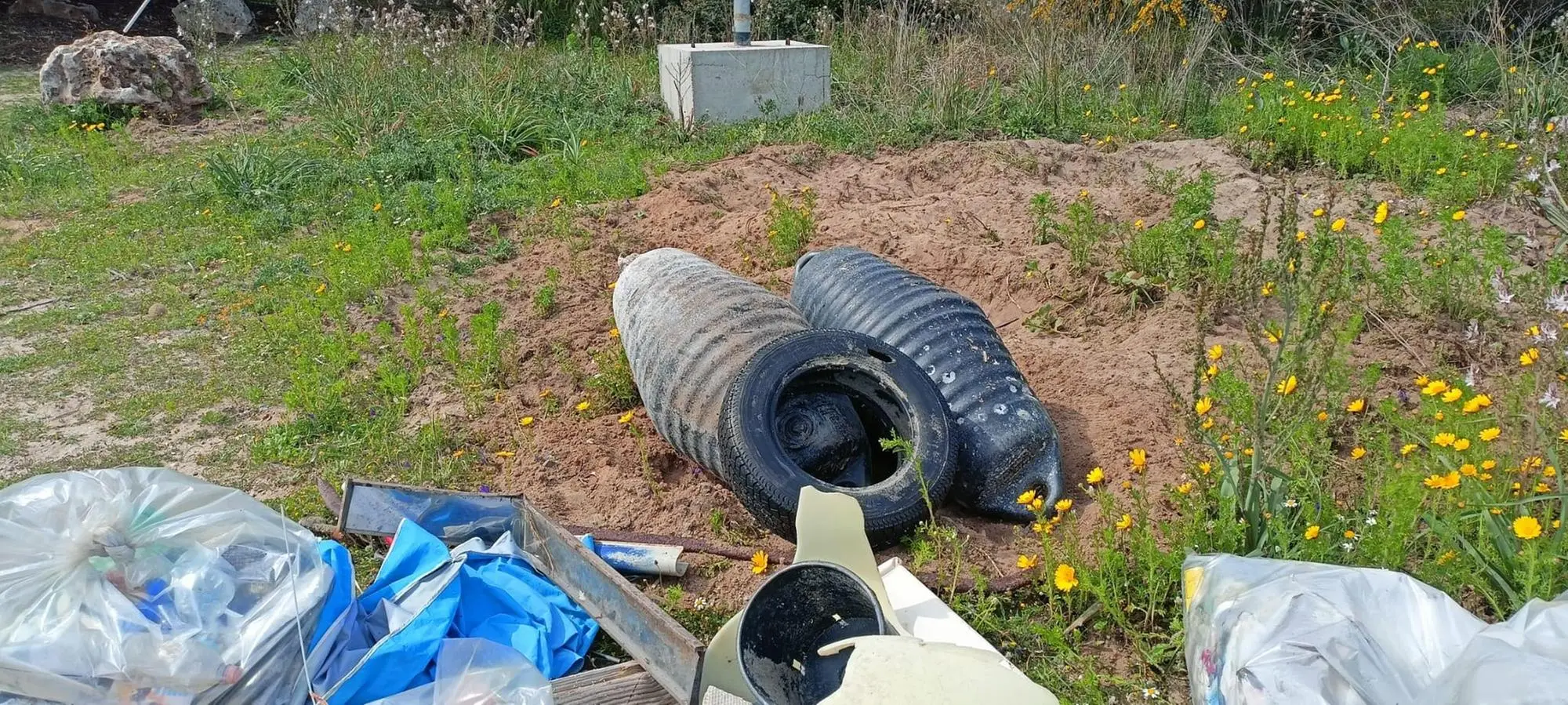 Copertoni e altro materiale rinvenuto dai volontari (foto concessa)