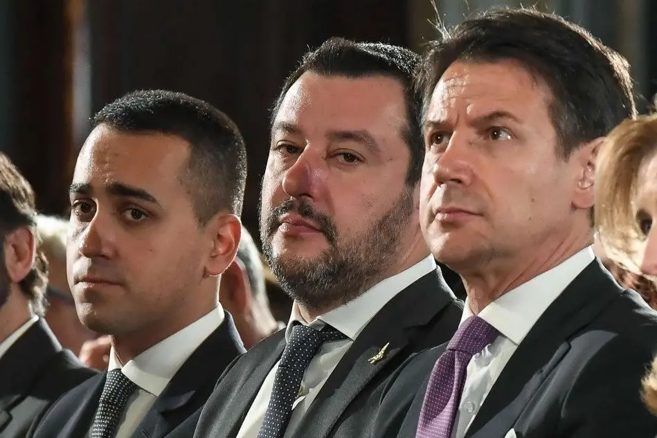 Conte, Salvini e Di Maio (Ansa)