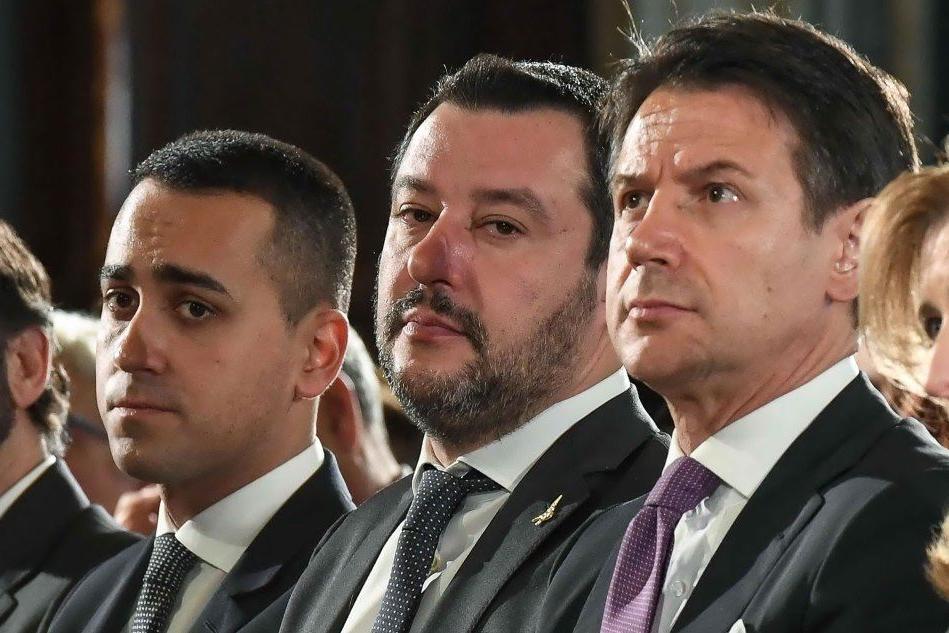 Conte, Salvini e Di Maio (Ansa)