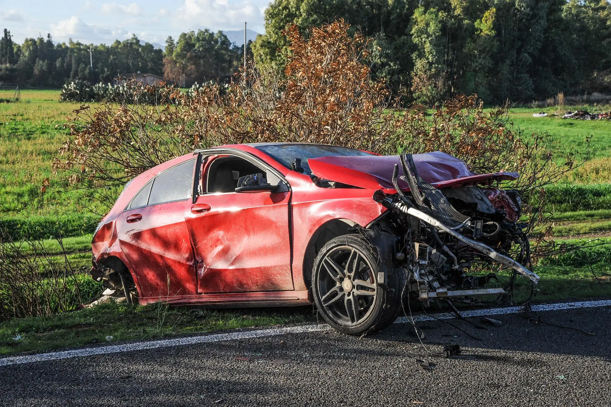 Una delle auto coinvolte nell'incidente (Foto: Angelo Cucca)