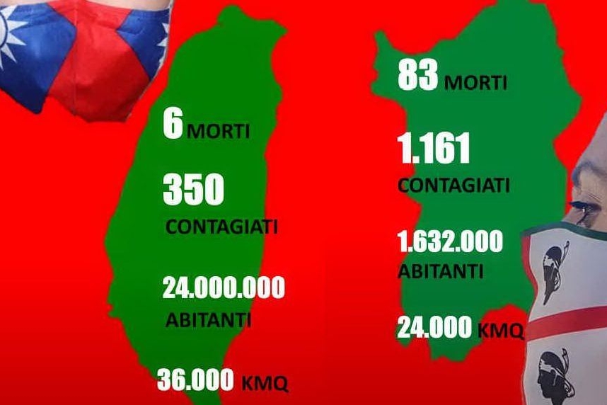 L'isola di Taiwan e la Sardegna a confronto (foto L'Unione Sarda)