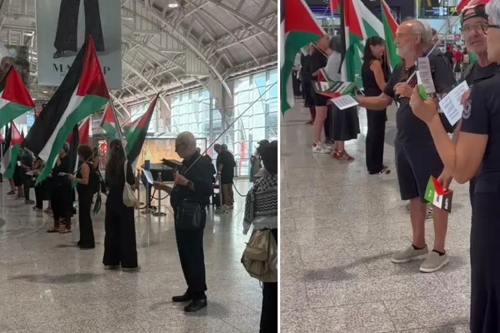 Sit-in pro Palestina all'aeroporto di Cagliari