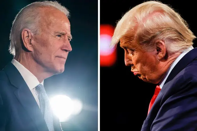 A composite image made of file images shows Democratic candidate for President, Joe Biden (L) in Columbia, USA, 29 February 2020, and US President Donald J. Trump (R) during the final presidential debate in Nashville, USA, 22 October 2020. ANSA/JIM LO SCALZO/JIM BOURG/POOL