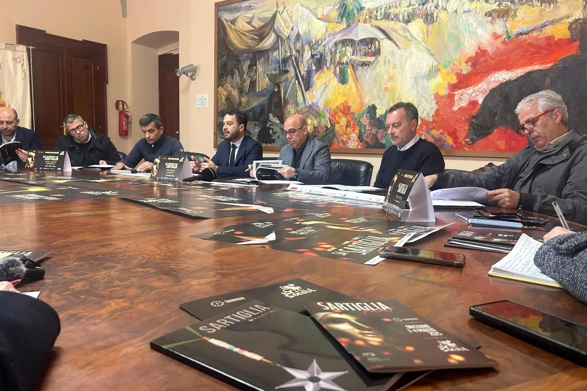 Un momento della conferenza stampa sulla Sartiglia