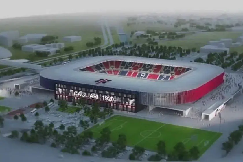 Il rendering del nuovo stadio (foto L'Unione Sarda)