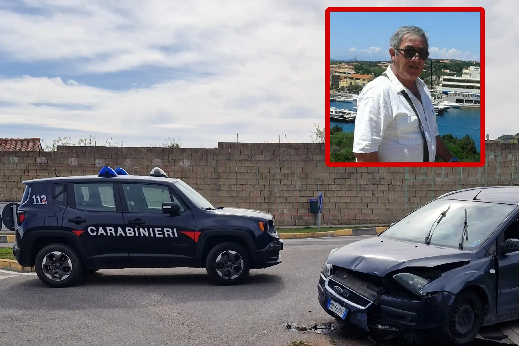 Il luogo dell'incidente e, nel riquadro in alto a destra, Roberto Vaccargiu (L'Unione Sarda)