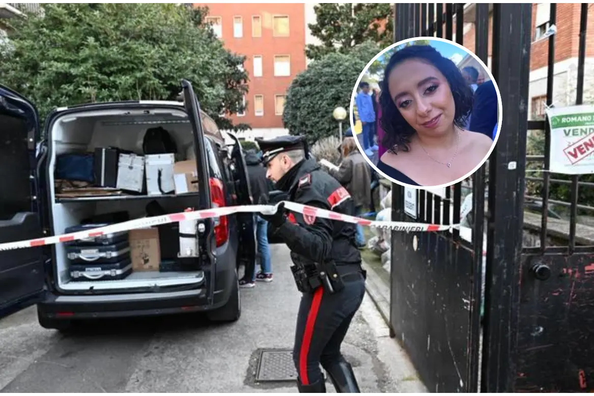 Il luogo in cui è stato rinvenuto il cadavere, nel tondo la giovane (foto Ansa)