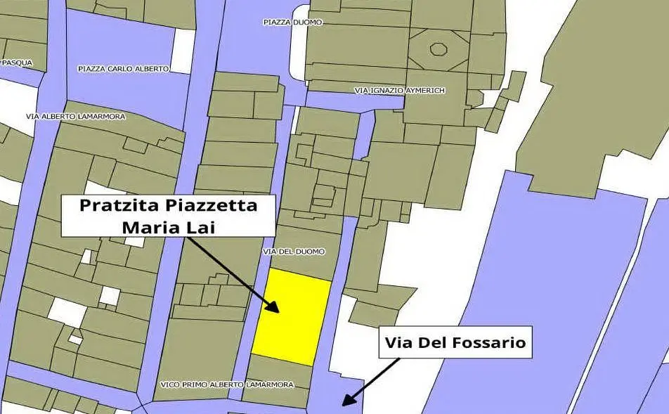 Particolare della mappa di Cagliari con indicazione della nuova piazza (immagine Comune di Cagliari)