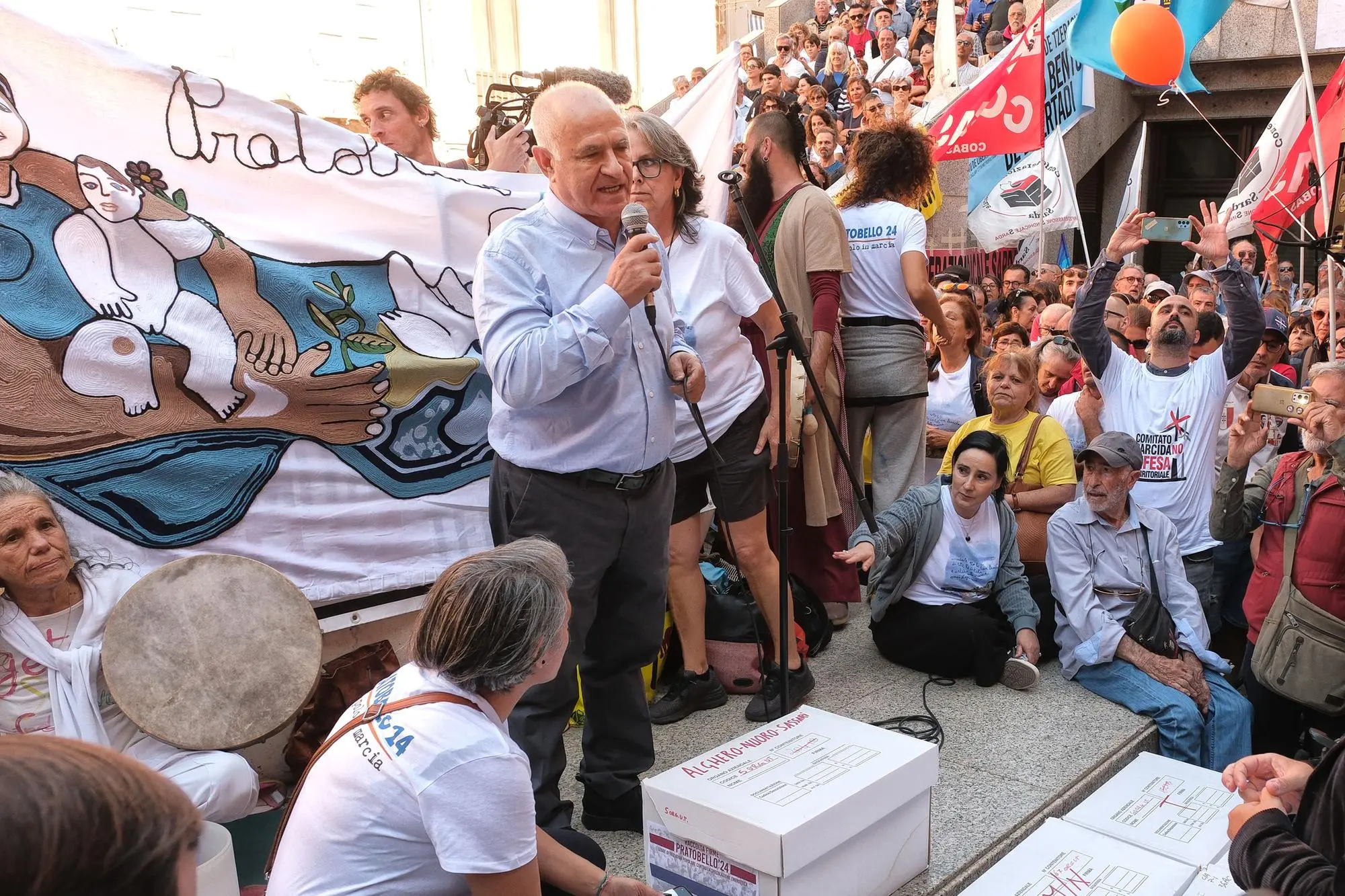 Pasquale Mereu, sindaco di Orgosolo, in occasione della manifestazione del 2 ottobre (foto Ungari)