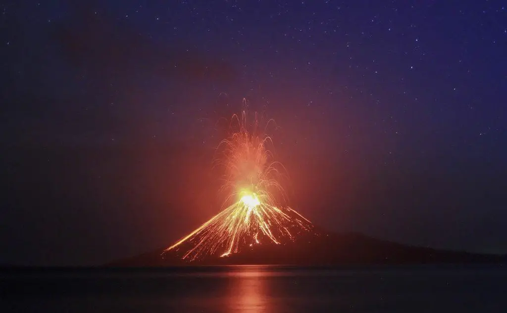 Il vulcano in eruzione