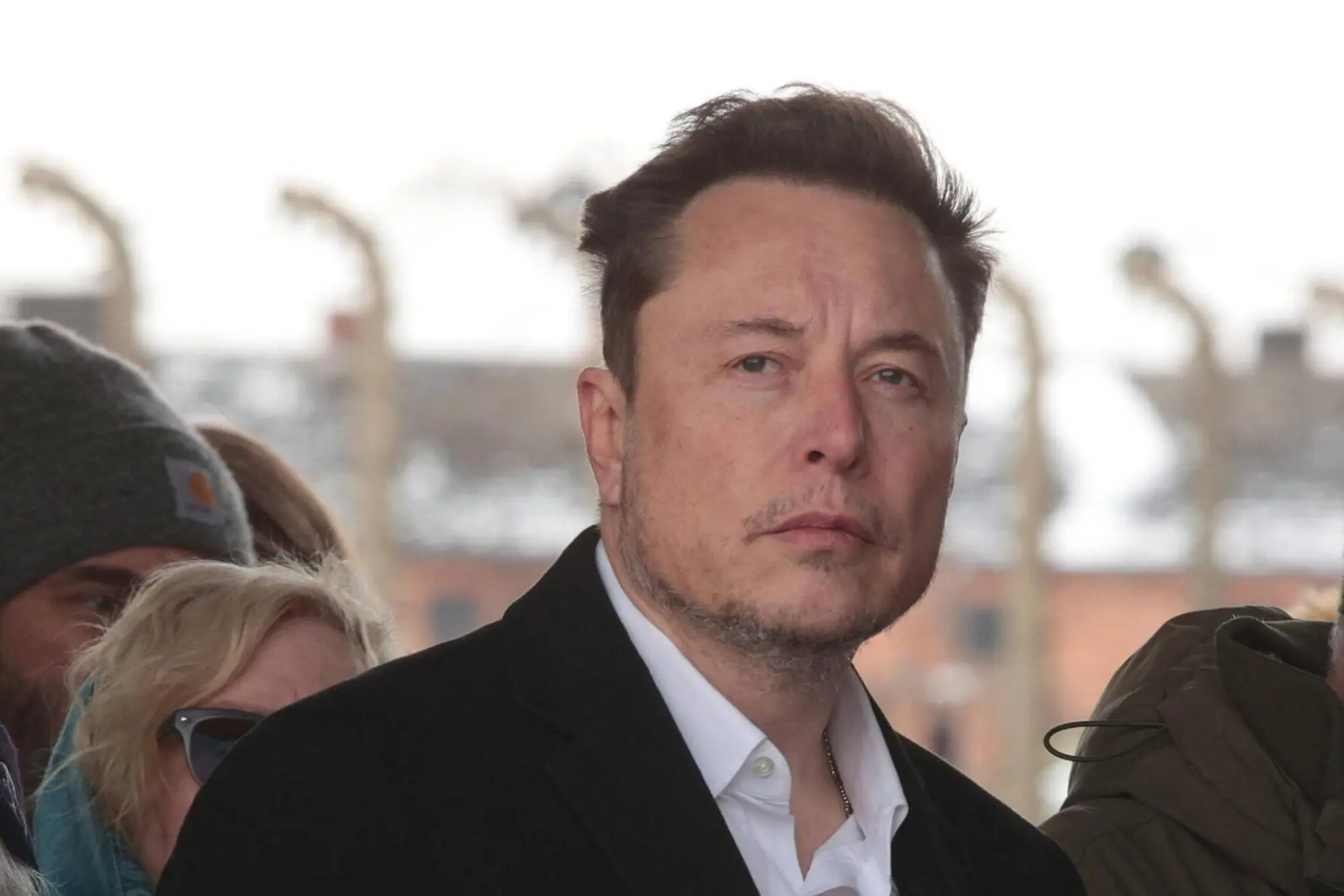 Tesla and Platform X owner Elon Musk during a visit to the former German Nazi concentration camp Auschwitz II-Birkenau in Birkenau, Poland, 22 January 2024. ANSA/ZBIGNIEW MEISSNER POLAND OUT