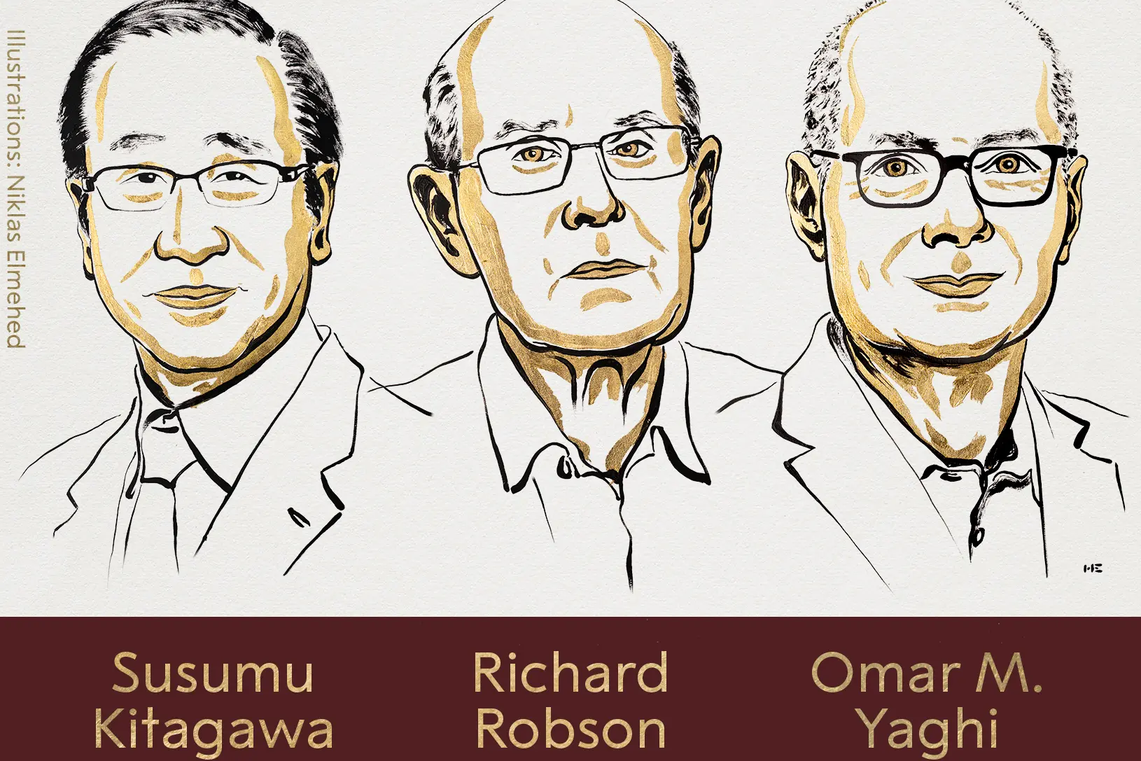 I tre vincitori del Nobel 2025 per la chimica