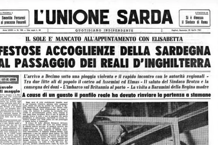 La prima pagina dell'Unione Sarda del 30 aprile 1961