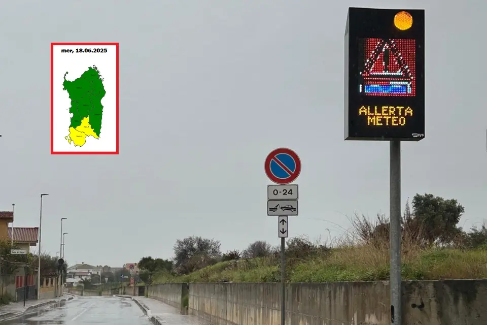 Allerta meteo in Sardegna, nel riquadro le zone interessate