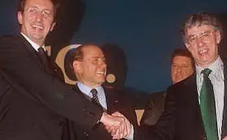 Fini e Bossi, alleati del primo governo Berlusconi