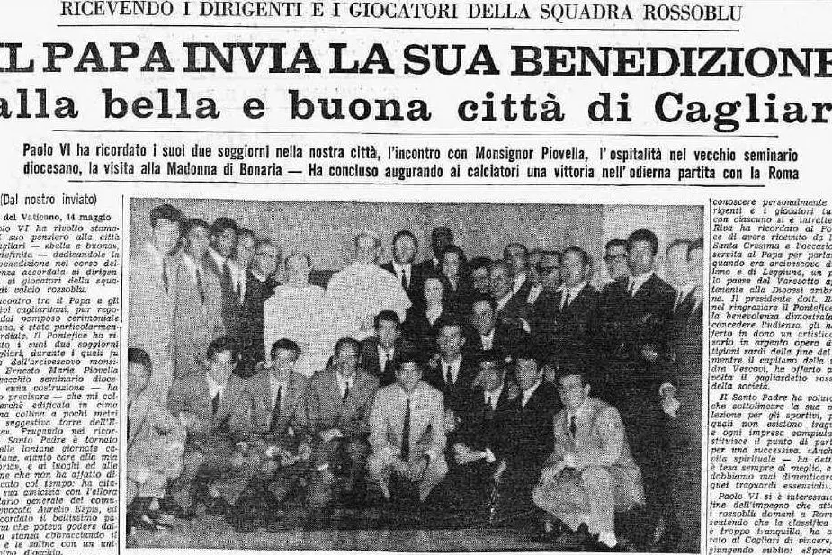 #AccaddeOggi: il 15 maggio 1966 su L'Unione Sarda l'incontro del Papa con giocatori e dirigenti del Cagliari