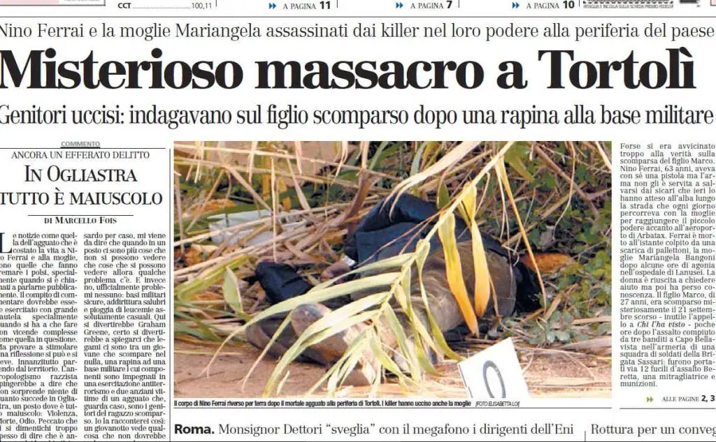 La prima pagina del giornale (tutte le foto sono L'Unione Sarda)