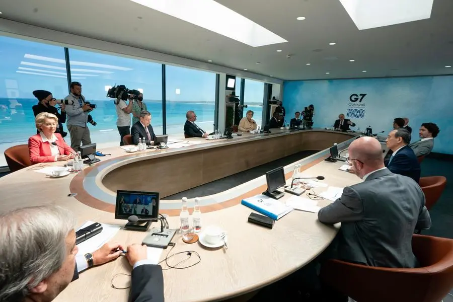 I leader al tavolo del G7 (Ansa)