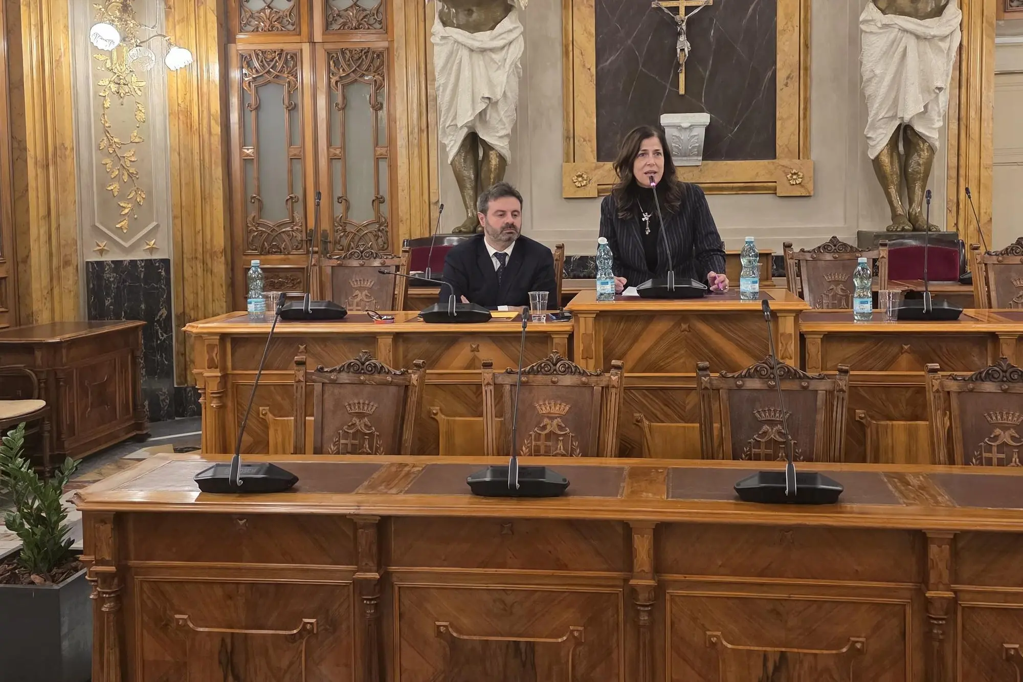 Alessandra Todde a una riunione della Città Metropolitana (foto Floris)