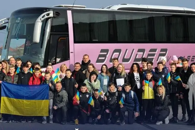 I baby calciatori ucraini alla partenza (Foto Fc Minaj)