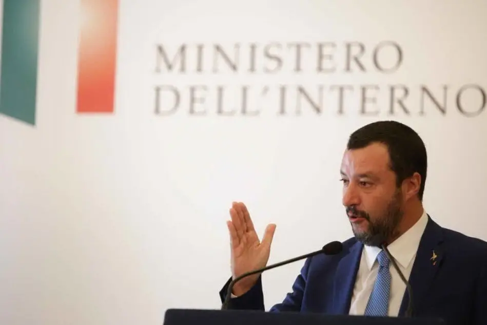 Il ministro dell'Interno Salvini, che ha elaborato il Decreto Sicurezza (Ansa)
