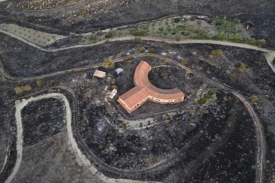 L'area devastata dall'incendio