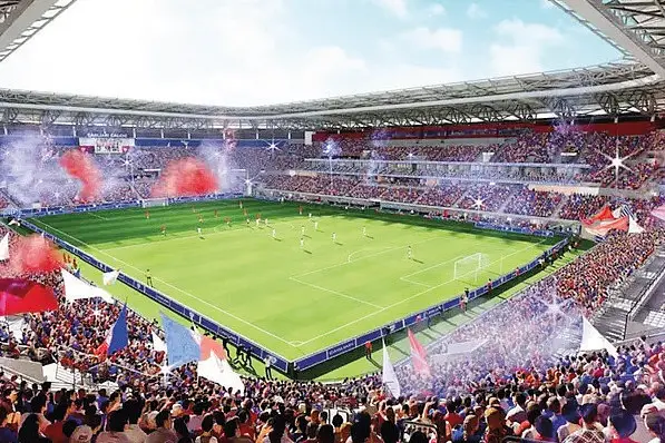 Un render del nuovo stadio del Cagliari