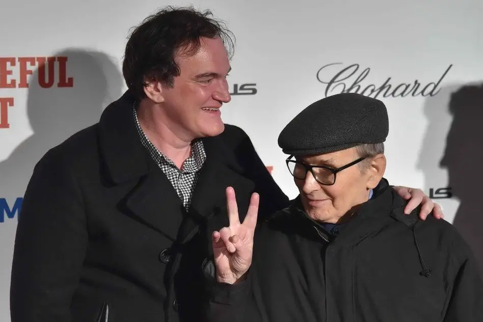 Quentin Tarantino ed Ennio Morricone (Ansa)
