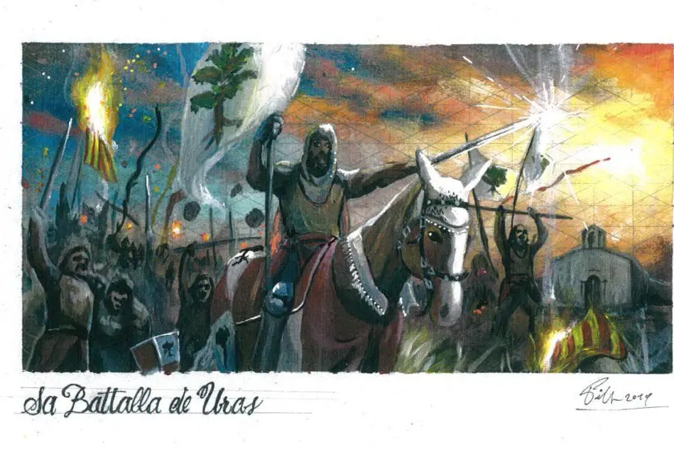 Il bozzetto del murale sulla battaglia di Uras (foto L'Unione Sarda - Pintori)