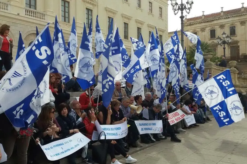 Una protesta della Fsi a Sassari