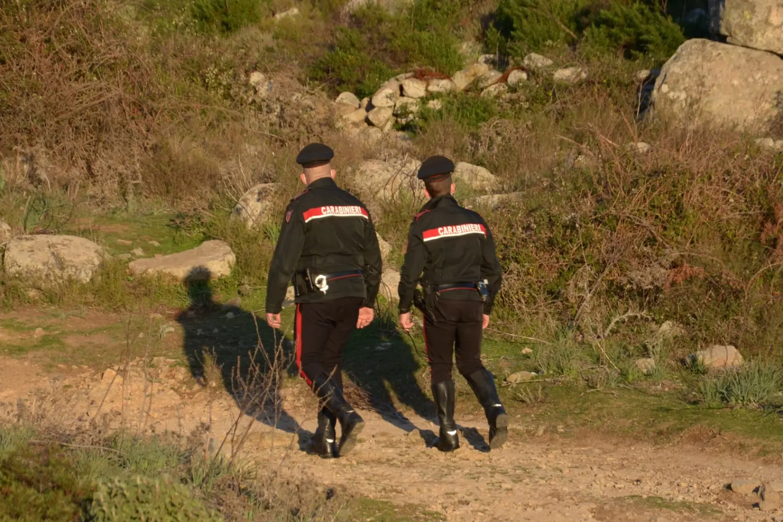 Intervento dei carabinieri in campagna (L'Unione Sarda)