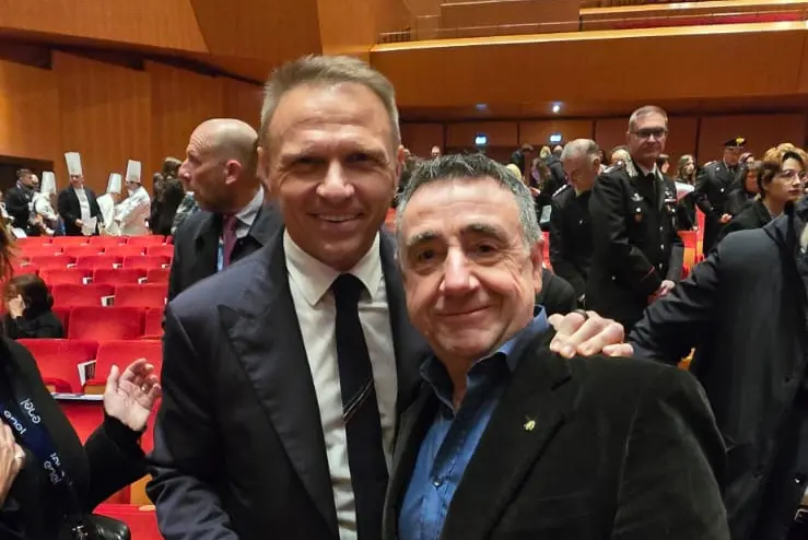 Il ministro Lollobrigida e il presidente di Coldiretti Sardegna Cualbu all'auditorium Parco della Musica, a Roma