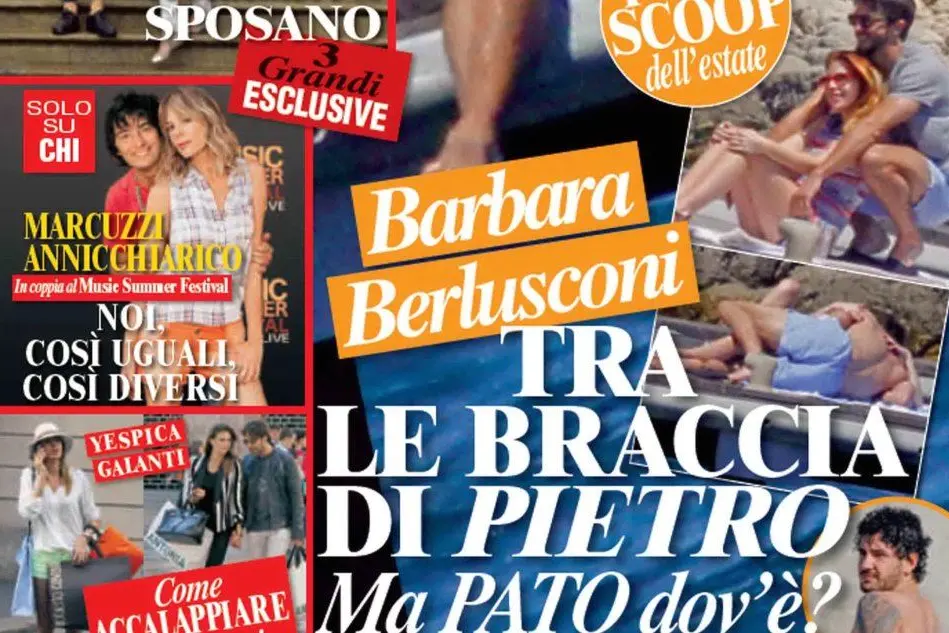 La copertina di Chi con le foto che ritraggono Barbara Berlusconi con Pietro