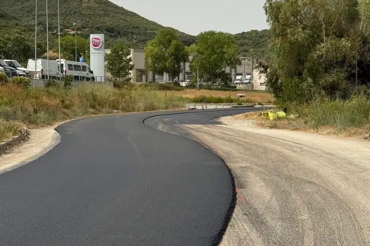 La complanare nella zona industriale di Muros (foto concessa)