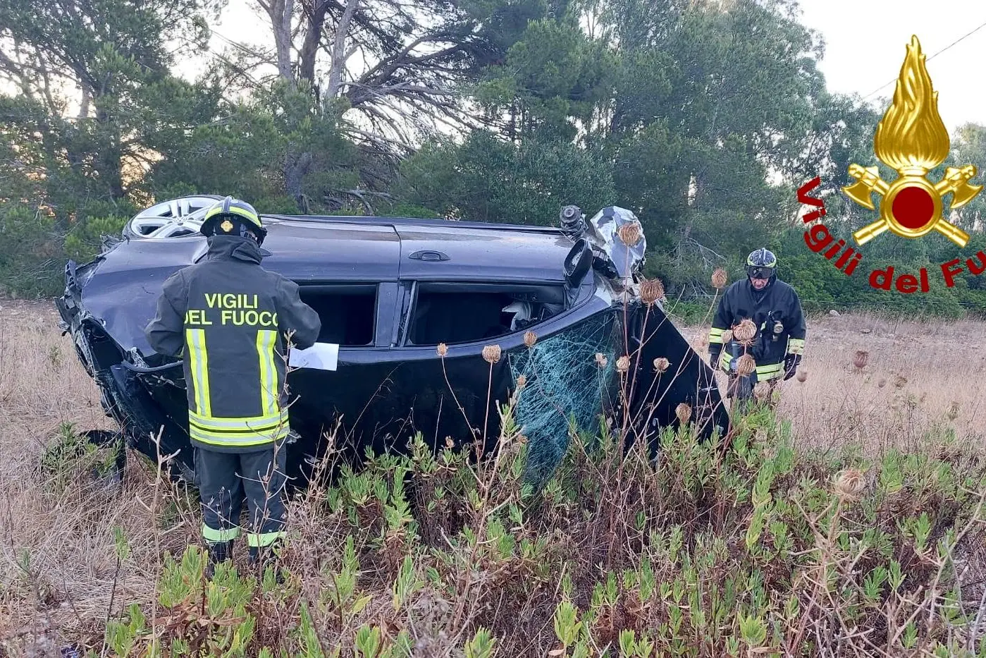 L'incidente ad Alghero (foto Vigili del fuoco)
