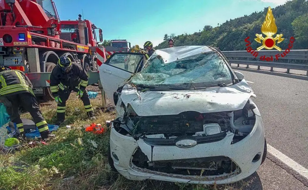 Gli uomini del 115 al lavoro (foto Vigili del fuoco)