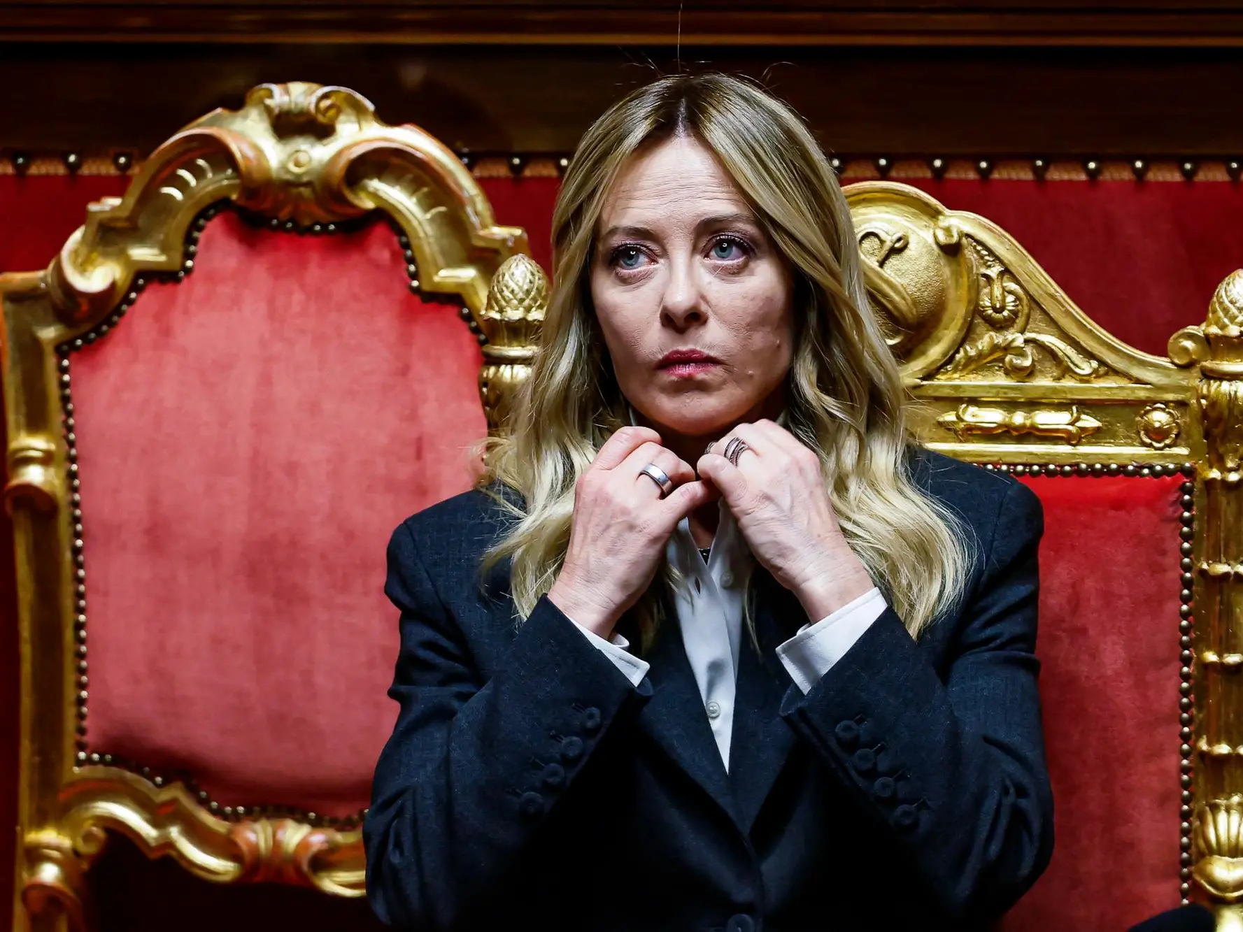 Meloni: «Governeremo sino alla fine». Strali alle opposizioni: «Da loro solo fango». E sugli attacchi a Unifil: «Inaccettabili» - <a href="https://www.u Italian Prime Minister Giorgia Meloni in the Senate chamber during the briefing to Parliament on the government's activity, in Rome, Italy, 09 April 2026. ANSA/ANGELO CARCONI