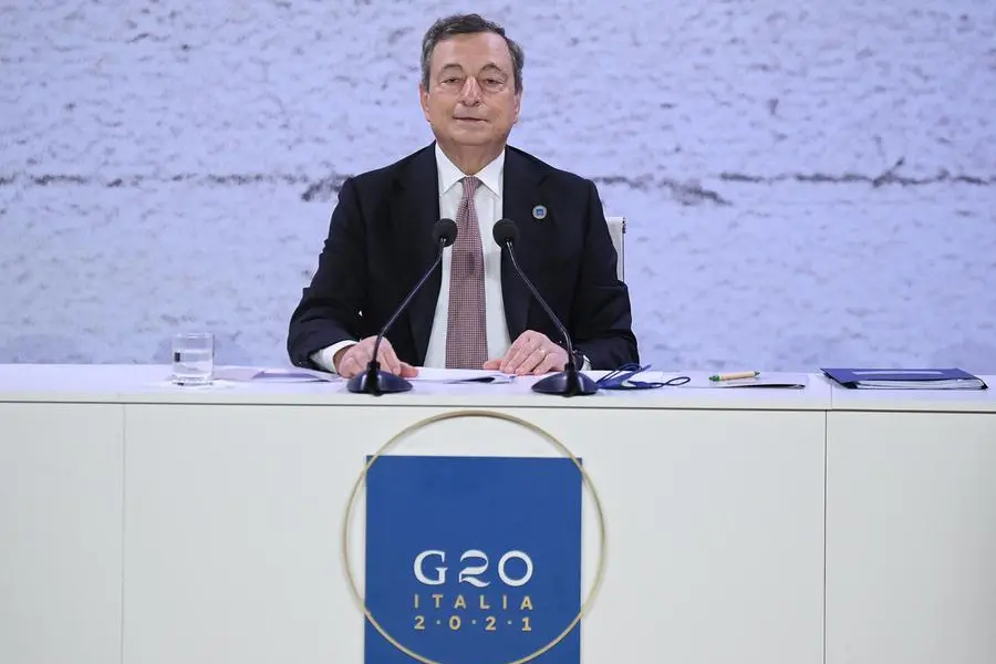 Italian Prime Minister Mario Draghi attends a press conference at the end of the G20 Leaders' Summit at La Nuvola Congress Centre in Rome, Italy, 31 October 2021. ANSA/ETTORE FERRARI