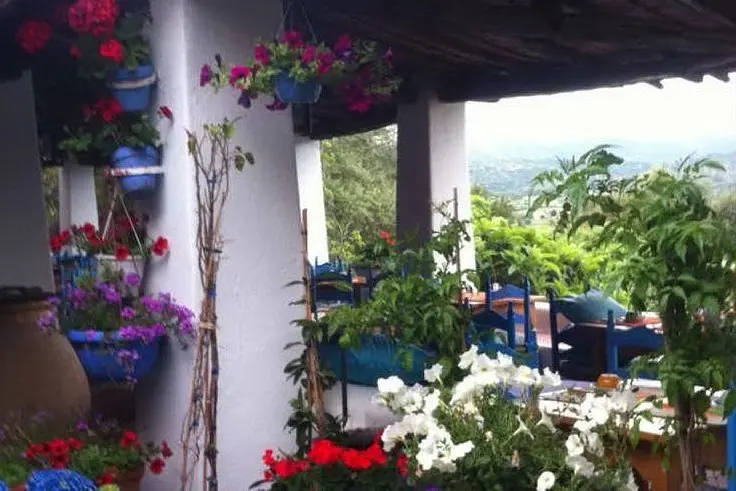 Una delle tante terrazze fiorite dell'hotel