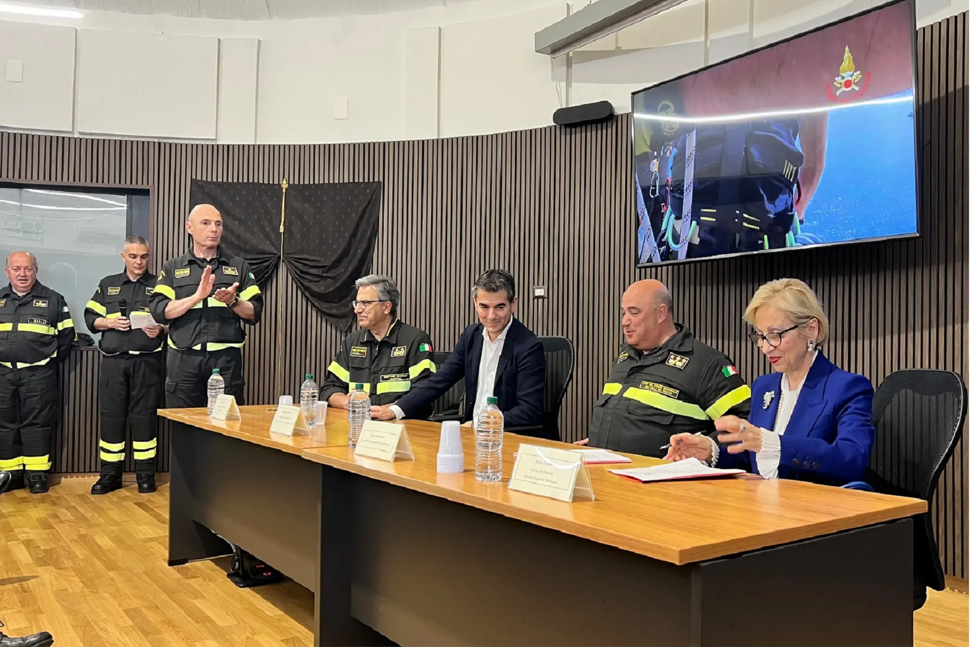 Massimo Zedda, Rita Soddu, Eros Mannino e Nicola Micele (foto Comune di Cagliari)