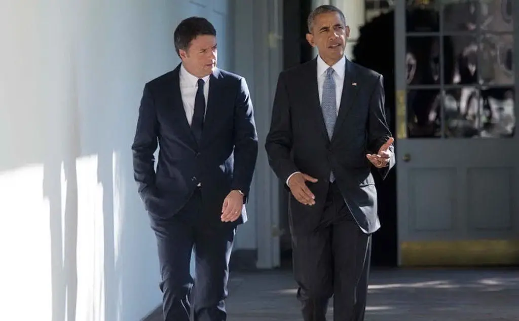 L'allora presidente del Consiglio italiano Matteo Renzi e Barack Obama