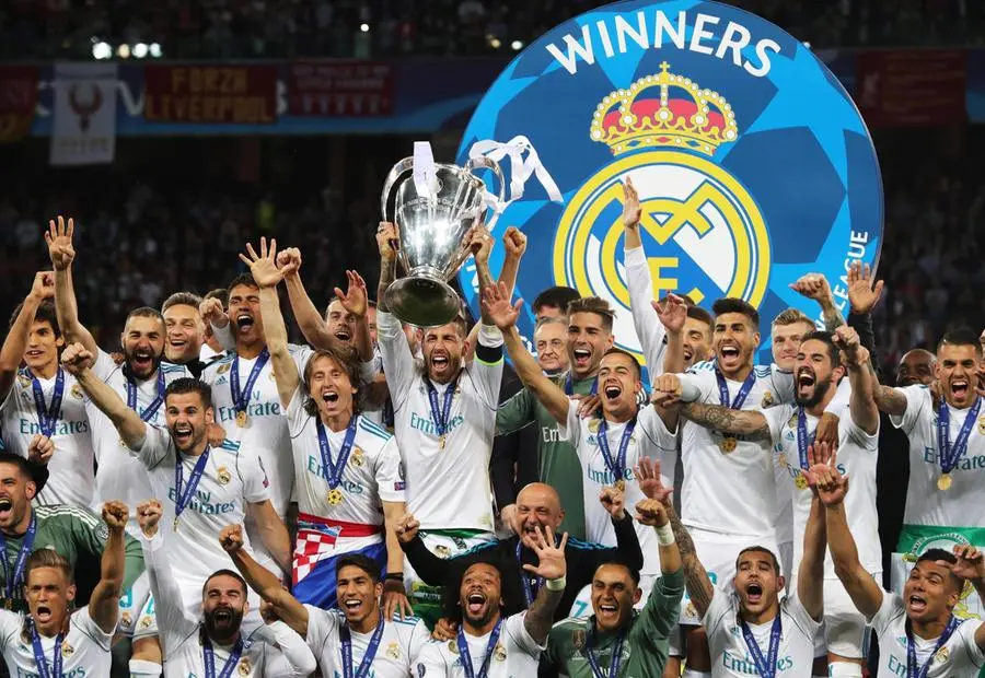 Il Real Madrid campione d'Europa nel 2018 a Kiev (Ansa)