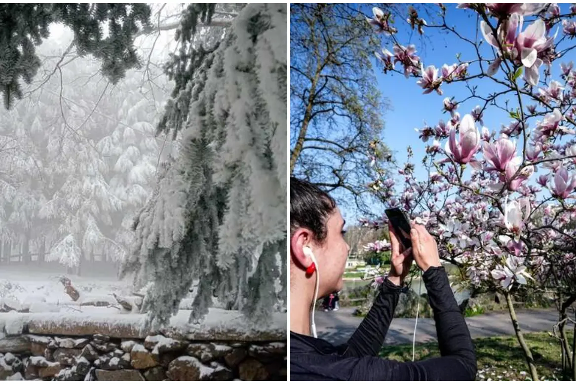 Neve sul Gennargentu, bel tempo altrove (foto Ansa)