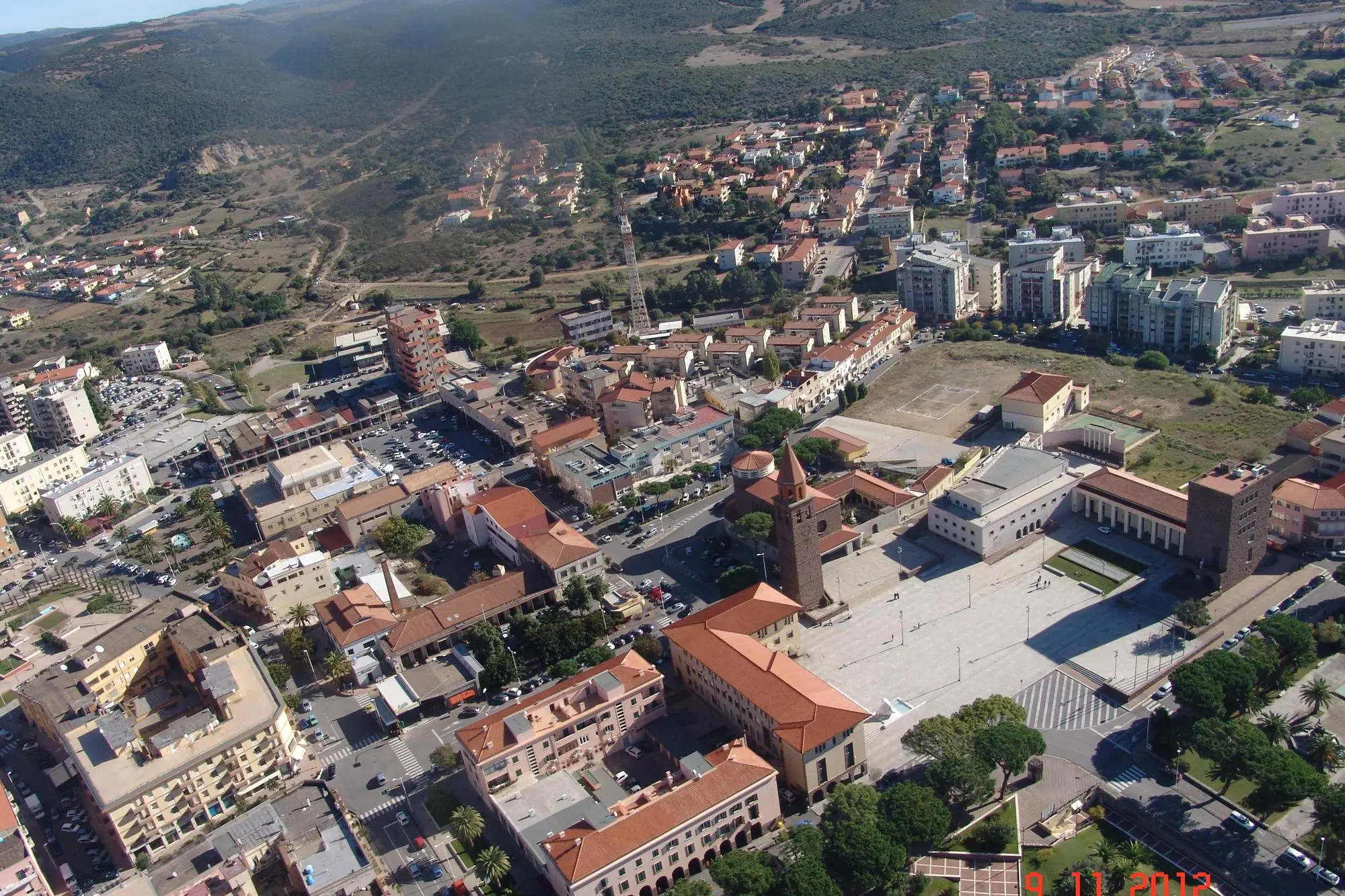 Una veduta aerea di Carbonia