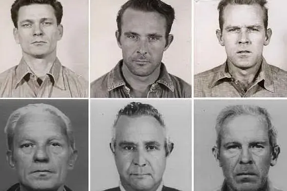 I fratelli Anglin e Franck Morris negli anni Sessanta e con l'aspetto che avrebbero oggi