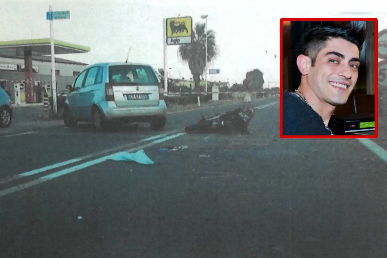 L'incidente sulla 195 costato la vita a Christian Urru (nel riquadro) nell'agosto del 2018