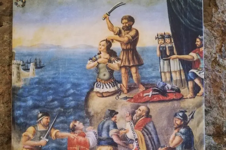 Il dipinto raffigurante la decapitazione di San Gavino (foto Pala)