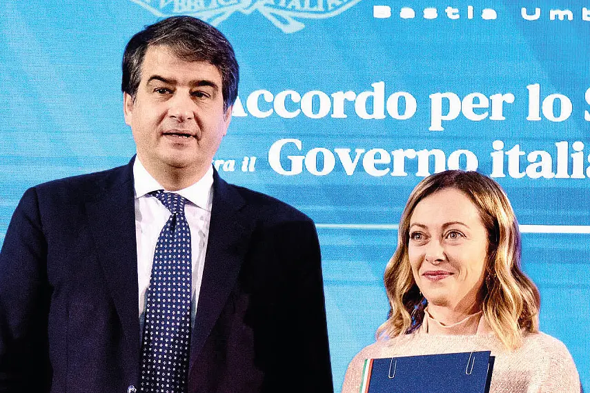 Giorgia Meloni e Raffaele Fitto (Ansa)