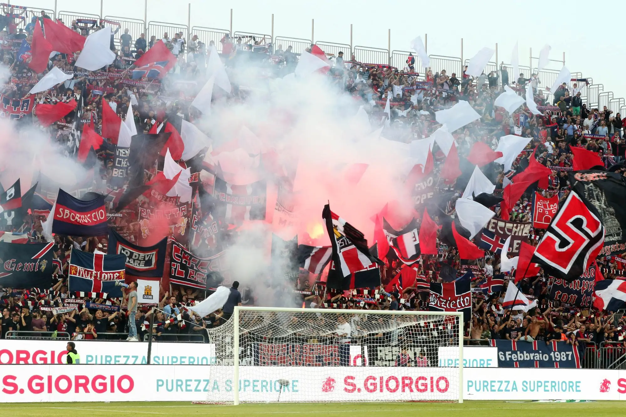 The Curva nord of the Unipol Domus, a regular meeting place for organized Cagliari fans